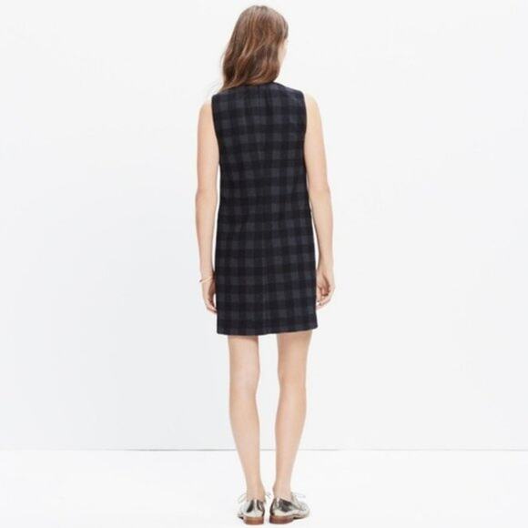 Madewell Buffalo Check Jumper Dress Black Gray Sleeveless XXS Mini Wool Blend - Picture 2 of 7